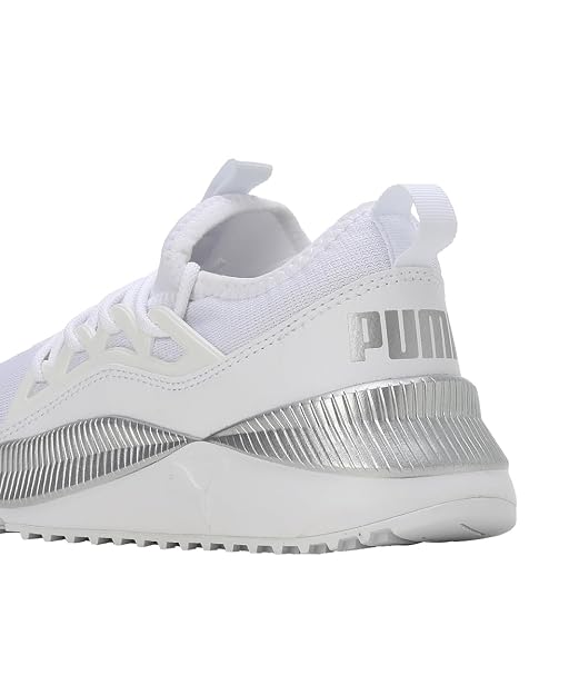Puma Womens Pacer Future Allure White-White-Silver Running Shoe - 4 UK