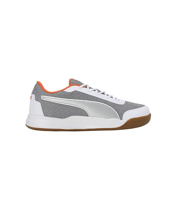PUMA Unisex-Adult Shuttle Aero Rickie Orange-Silver-White Indoor Shoe - 10 UK