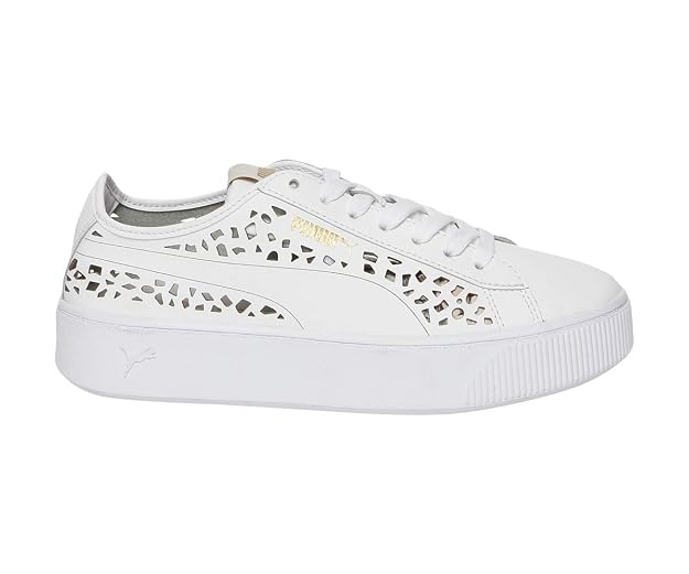 Puma Vikky Stacked Laser Cut Shoes White 4 UK