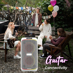 GIZMORE T200 CLUB 200W Thunder DJ Party Speaker with Dual Wireless Mic, RGB Lights, AC Charging, TWS Connectivity, Portable Bluetooth Speaker -White