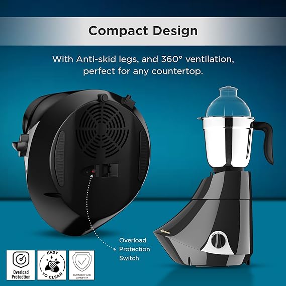 BUTTERFLY RAPID 750 W JUICER MIXER GRINDER (4 JARS BLACK)
