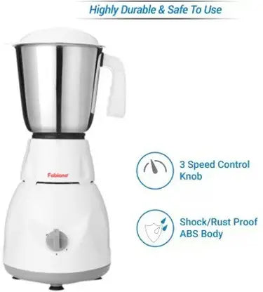 FABIANO FAB-MG-03 TULIP 500 WATTS MIXER GRINDER (3 JARS WHITE GREY)