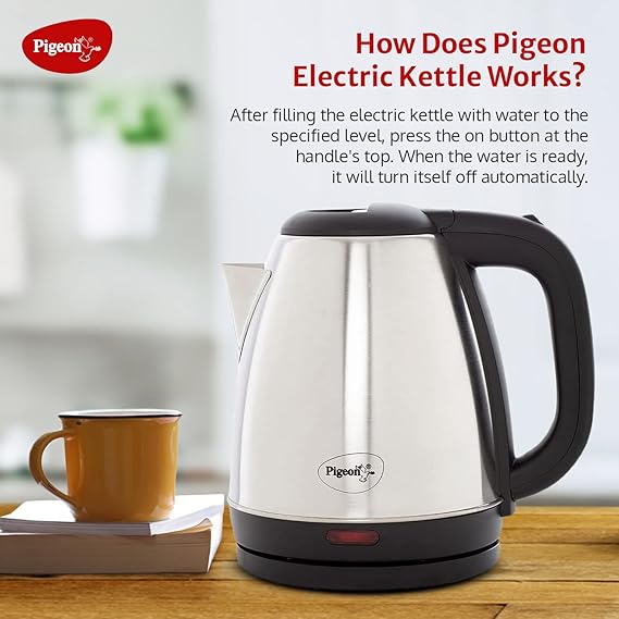 PIGEON AMAZE PLUS ELECTRIC KETTLE (14289) WITH STAINLESS STEEL BODY 1.5 LITRE USED FOR BOILING WAT