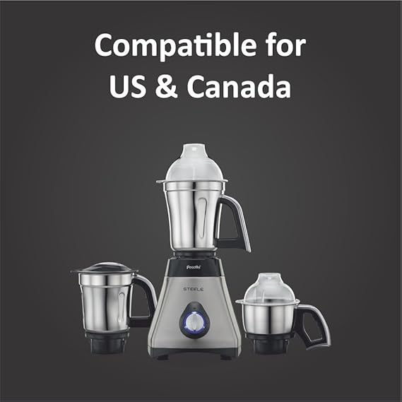 PREETHI STEELE MG 206 110 VOLTS MIXER GRINDER 550 WATT 3 JARS (SILVER/BLACK)