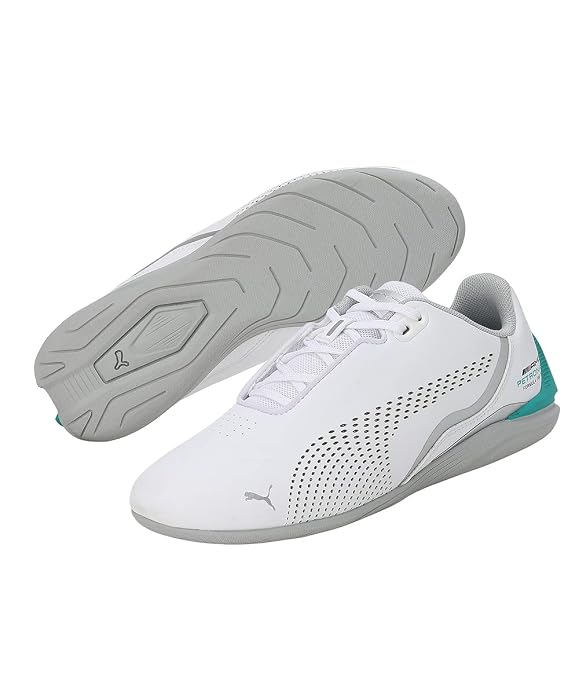Puma Unisex-Kid MAPF1 Drift Cat Decima Junior White-Spectra Green-Mercedes Team Silver Sneaker - 3UK