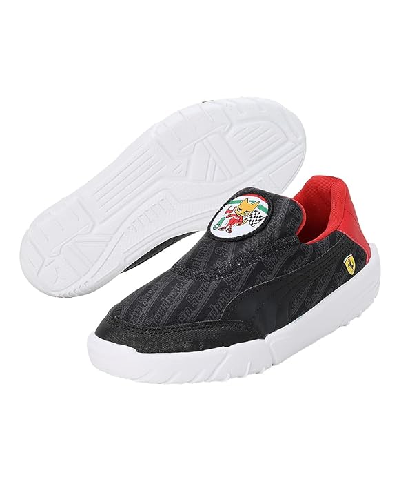 Puma Unisex-Kid Ferrari Bao Kart Pre-School Black-Rosso Corsa Sneaker - 1UK
