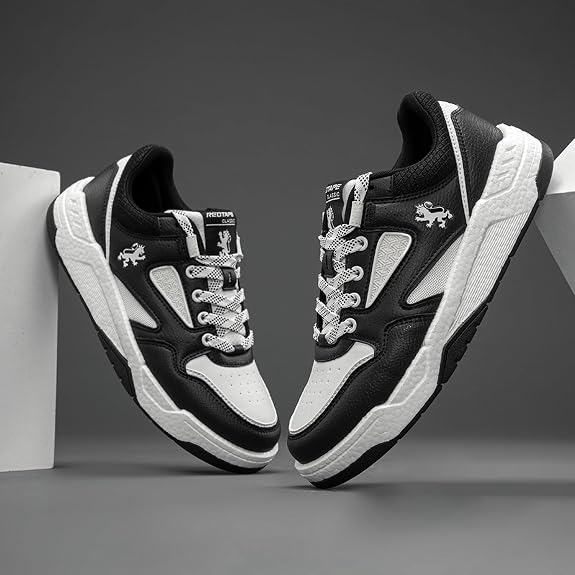 Red Tape Lifestyle Sneaker Shoes for Men | Elegantly Rounded Front, Soothing Insole & Impact-Resistant Comfort White/Black 9 UK