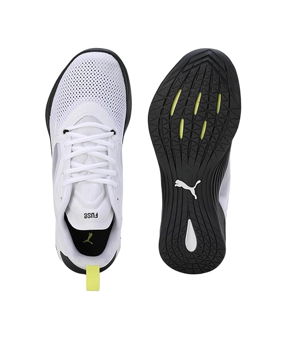 Puma Mens Fuse 2.0 White-Black-Yellow Burst Training Shoe - 11 UK