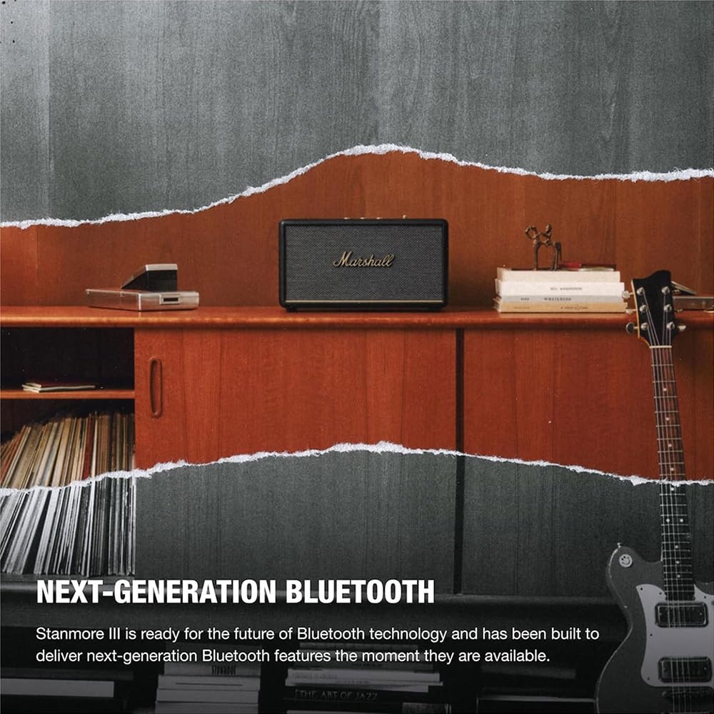Marshall Stanmore III Wired Connectivity Home Speaker with Bluetooth 5.2 & RCA or 3.5mm Input - Black