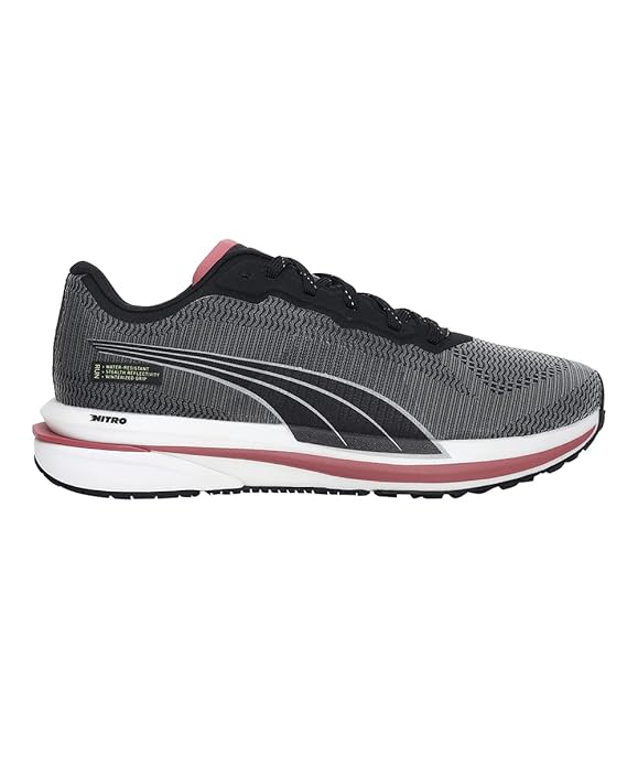 PUMA Womens Velocity Nitro WTR Wns Black-Silver-Yellow Glow Running Shoe - 4UK