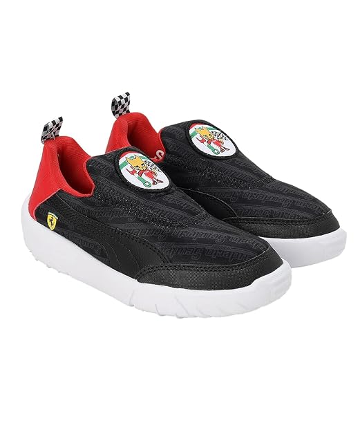 Puma Unisex-Kid Ferrari Bao Kart Pre-School Black-Rosso Corsa Sneaker - 2UK