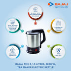 Bajaj TMX 3 1.5-L 2200-Watt Tea Maker - Silver