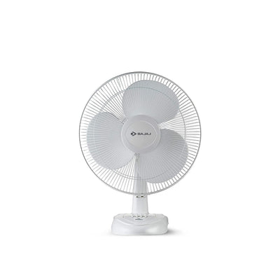 Bajaj Esteem 400 MM Table Fan | Table Fan For Kitchen & Home | High Air Thrust | High Speed | Overload Thermal Protection | Full Copper Motor | Silent Operation 【White】