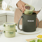 Borosil 280ml x 3 pc Glory Green Stainless Steel Lunch Box with Bag