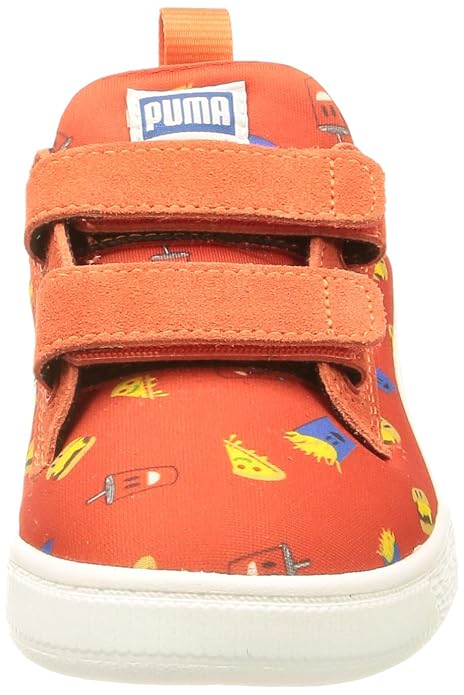 Puma , Unisex-Kid, Suede Light-Flex Foodis V PS, Red-White, Sneaker, 1UK