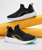 Puma Girls Softride Sophia 2 Crystal Jr Black-White-Team Aqua Sneaker - 4 UK
