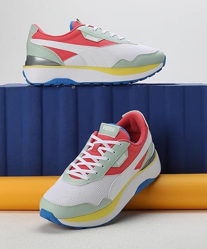 Puma Womens Cruise Rider WNS V1 Electric Blush-White-Minty Burst Sneaker - 4 UK