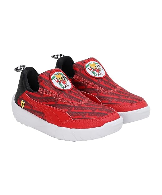 PUMA Unisex-Kid Ferrari Bao Kart Pre-School White-Speed Yellow Sneaker - 13UK