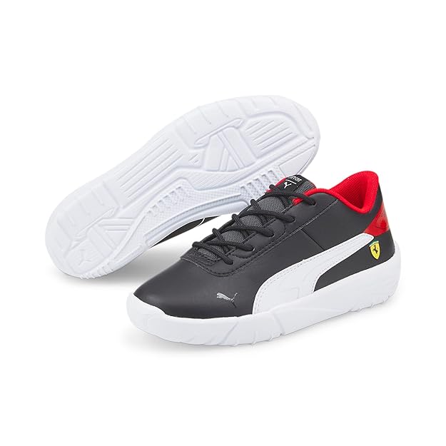 PUMA Unisex Kids Ferrari Drift Cat Delta V PS Black White Sneaker  Size 13