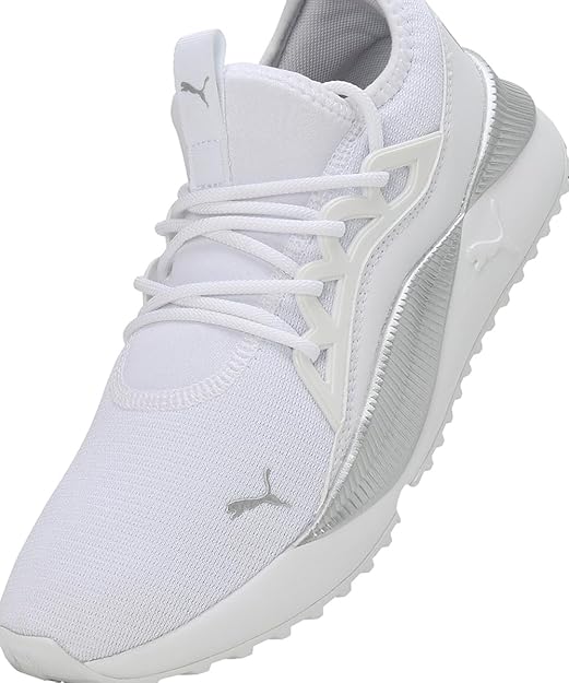 Puma Womens Pacer Future Allure White-White-Silver Running Shoe - 4 UK