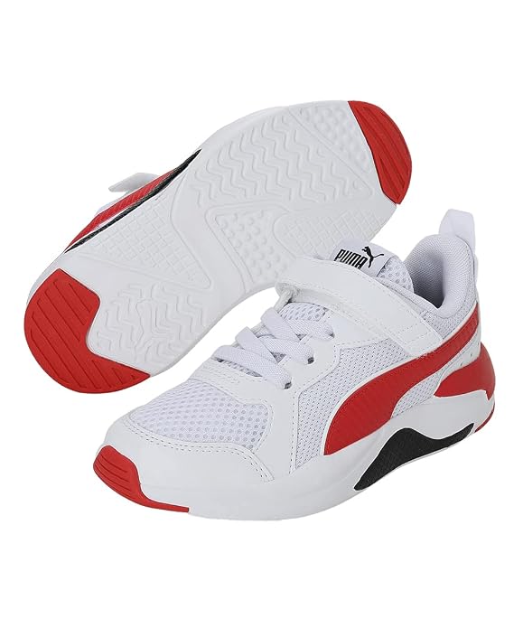 Puma Unisex-Kid Ferrari Race X-Ray Jr White-Rosso Corsa Sneaker - 4 UK