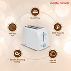 Morphy Richards At-201 2-Slice 650-Watt Pop-Up Toaster (White) - 650 Watts