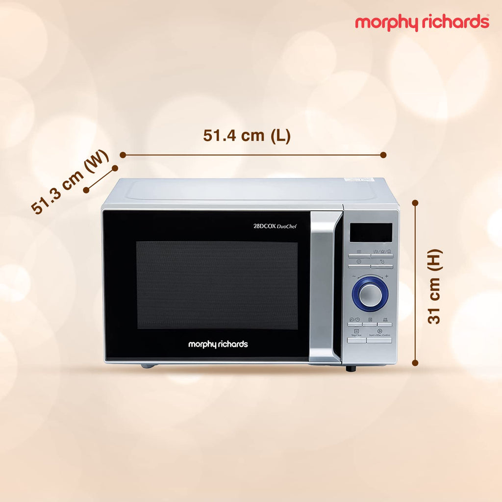 Morphy Richards 28DCOX DuoChef Pro-Convection Microwave and OTG Oven, 28 Ltr, Dual Grill, 300 Auto Cook Menus, Silver, Regular