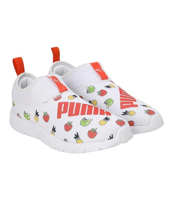 Puma Unisex-Kid Yaris Pre-School V1 Nasturtium-White Sneaker - 1UK