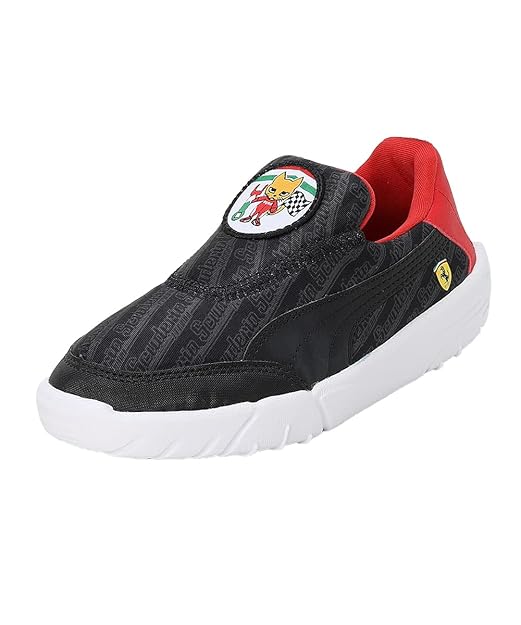 Puma Unisex-Kid Ferrari Bao Kart Pre-School Black-Rosso Corsa Sneaker - 2UK