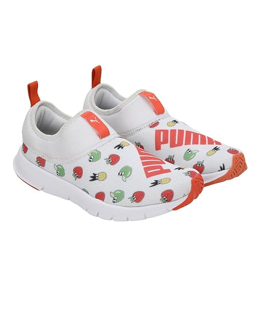 Puma Unisex-Kid Yaris Junior V1 Nasturtium-White Sneaker - 5UK