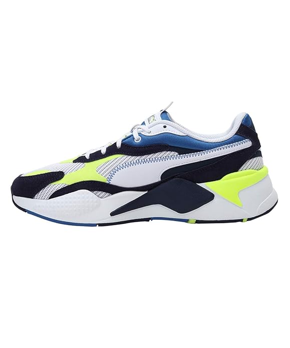 Puma unisex-adult RS-X³ Twill AirMesh Puma White-Peacoat Sneaker- 3 UK