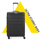 Aristocrat Polycarbonate(PC) Chroma Check-in 75 Cm(Large) 8 Wheels Double Spinner Trolley Bags for Travel Hard Case Luggage, Lightweight Bag, Suitcase with Combination Lock (Black)