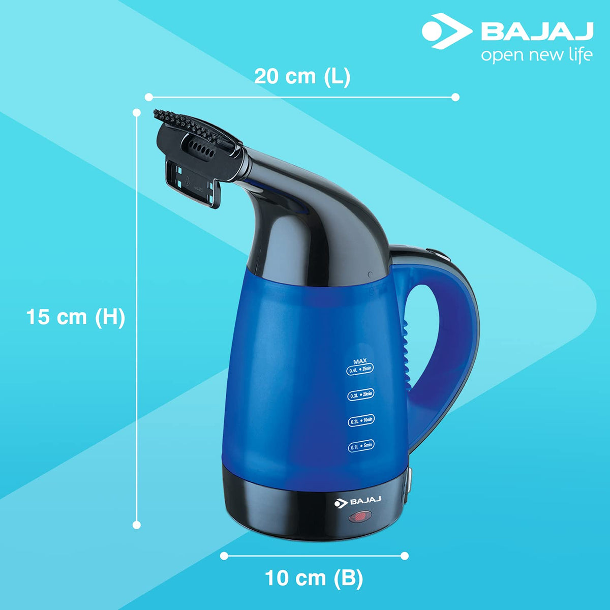 Bajaj GS1 600 Watt Garment Steamer Cum Kettle (Blue)