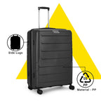 Aristocrat Polycarbonate(PC) Chroma Check-in 75 Cm(Large) 8 Wheels Double Spinner Trolley Bags for Travel Hard Case Luggage, Lightweight Bag, Suitcase with Combination Lock (Black)