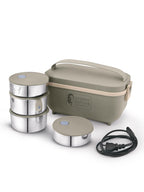 Sanjeev Kapoor Electric Lunch Box Set of 4 (2×300ml, 2×400ml) | Plug & Heat Food Warmer | Heats in 35–40 Min | Retains Nutrients & Freshness | Portable, Durable & Shock-Proof