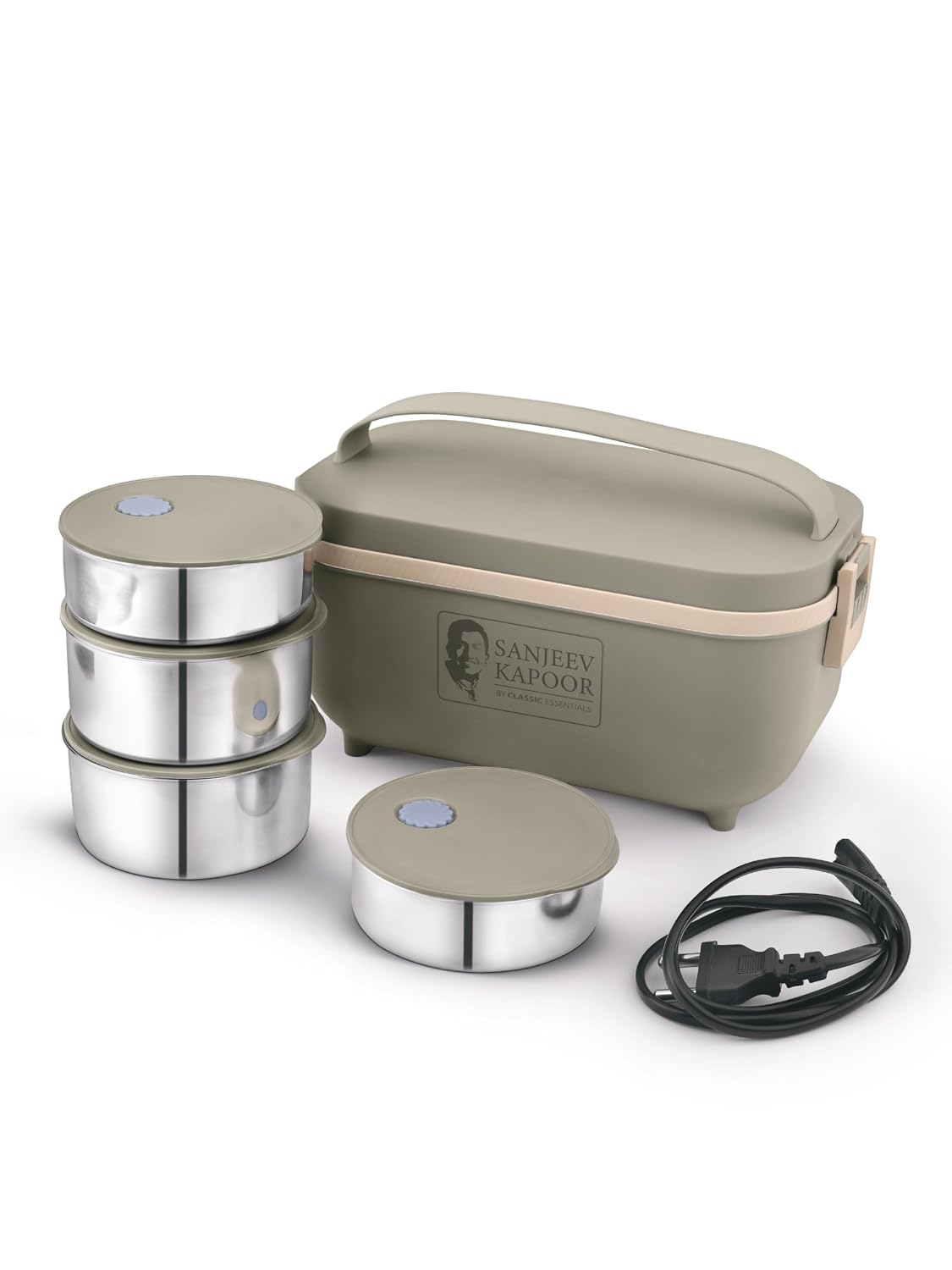 Sanjeev Kapoor Electric Lunch Box Set of 4 (2×300ml, 2×400ml) | Plug & Heat Food Warmer | Heats in 35–40 Min | Retains Nutrients & Freshness | Portable, Durable & Shock-Proof