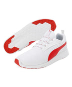 PUMA Unisex-Adult Buzz White-High Risk Red Sneaker - 10 UK
