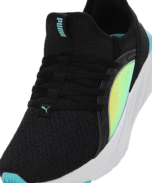 Puma Girls Softride Sophia 2 Crystal Jr Black-White-Team Aqua Sneaker - 4 UK