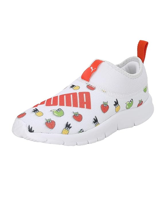 Puma Unisex-Kid Yaris Pre-School V1 Nasturtium-White Sneaker - 1UK