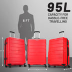 Aristocrat Polypropylene (Pp) Chroma Large 75 Cm Hardsided,8 Wheel Spinner,Fixed Combination Lock, Spacious 8 Spinner Wheels Trolley Bag for Men & Women - Red