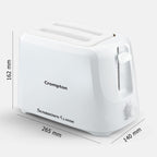 Crompton SunBrown Classic Pop-up Toaster 700W with Removable Crumb Tray | 6 Browning Levels with Cancel Function | Dust Cover Plate | White Cool Touch Body