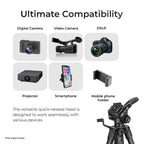 DIGITEK (DTR 550 LW) 67 Inch Foldable Tripod Stand with Phone Holder & 360° Ball Head, 5kg Load Capacity, Aluminum Alloy Legs with Rubberized Feet & Flip Locks, Carry Bag, for Photo & Video Shoots