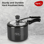 Pigeon by Stovekraft Titanium Induction Base Inner Lid Hard Anodised Aluminium Pressure Cooker, 5 litres, Black
