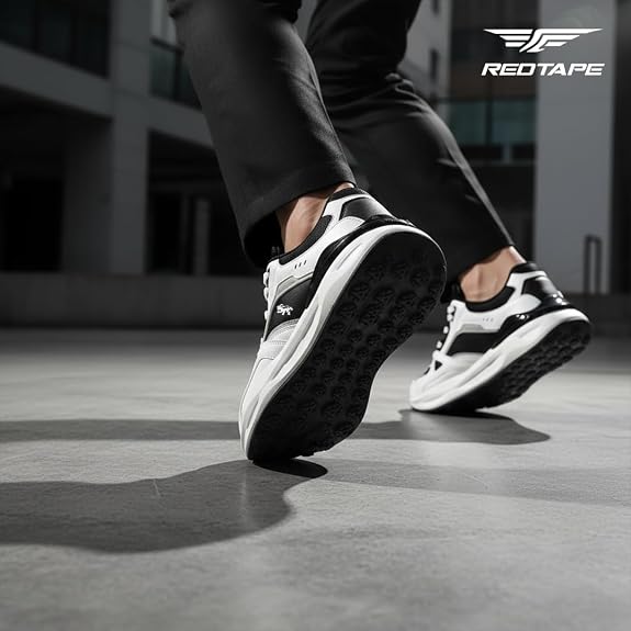 Red Tape ETPU Lifestyle Casual Shoes for Men | Elegantly Rounded Front, Soothing Insole & Impact Resistant Comfort Black White 9 UK