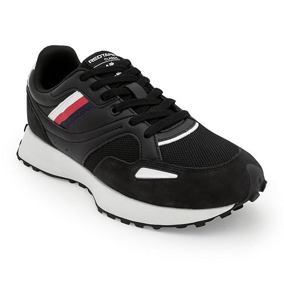 Red Tape Casual Sneaker Shoes for Men | Elegantly Rounded Front, Soothing Insole & Impact-Resistant Comfort_Black 9 UK