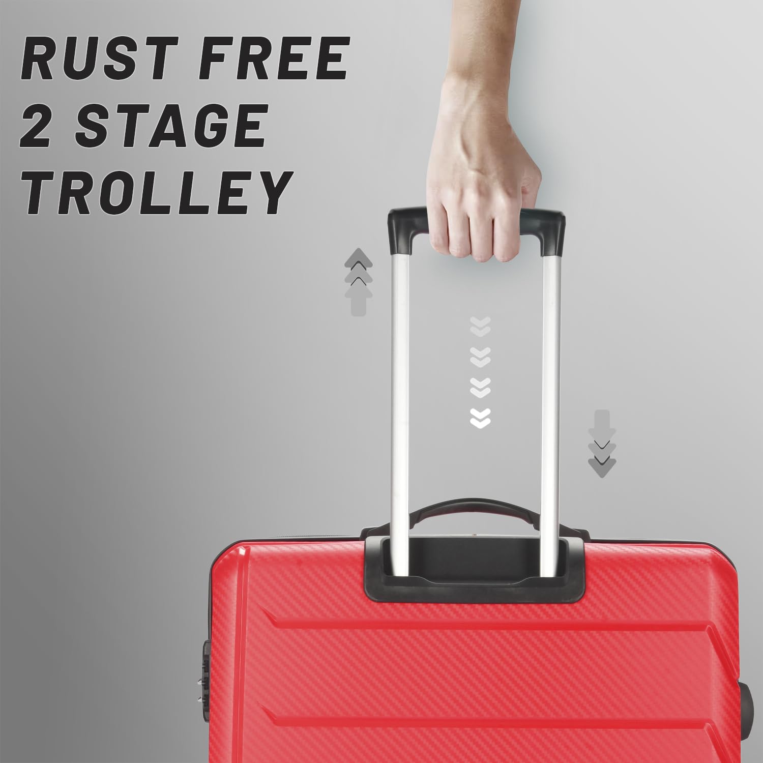 Aristocrat Polypropylene (Pp) Chroma Large 75 Cm Hardsided,8 Wheel Spinner,Fixed Combination Lock, Spacious 8 Spinner Wheels Trolley Bag for Men & Women - Red