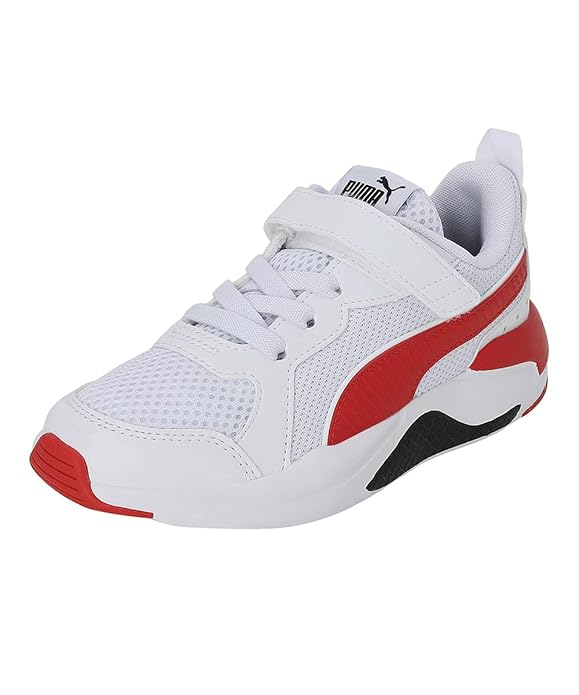 Puma Unisex-Kid Ferrari Race X-Ray Jr White-Rosso Corsa Sneaker - 4 UK