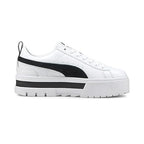 Puma | Womens | Mayze Platform Sneakers | White-Black | 6UK