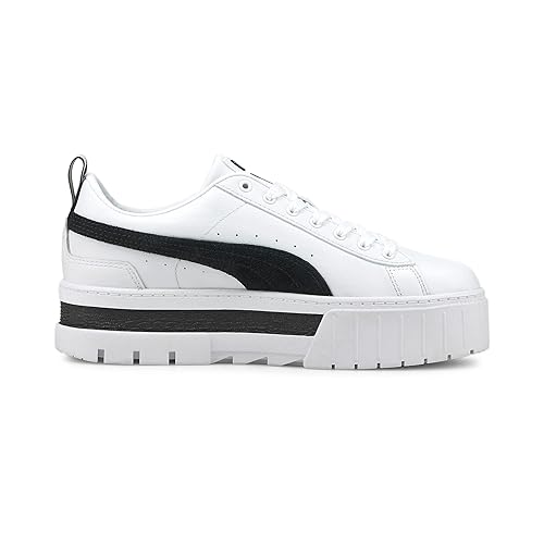 Puma | Womens | Mayze Platform Sneakers | White-Black | 6UK