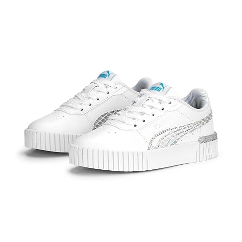 Puma Girls Carina 2.0 Mermaid Pre-School White-Hero Blue-Silver Sneaker - 10UK